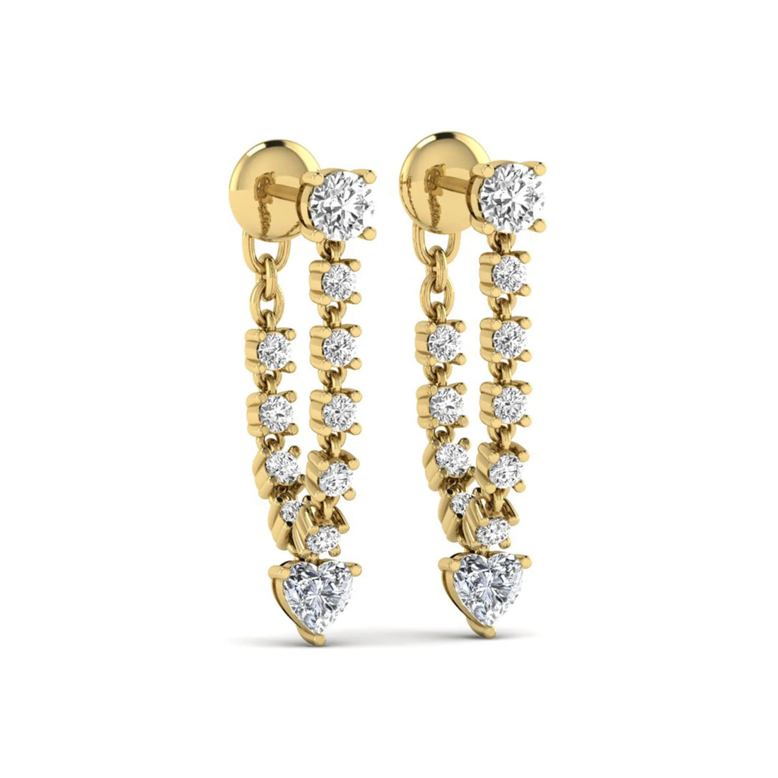 OctaPearl Round & Heart Prong Set Lab Grown Diamond Drop Earrings