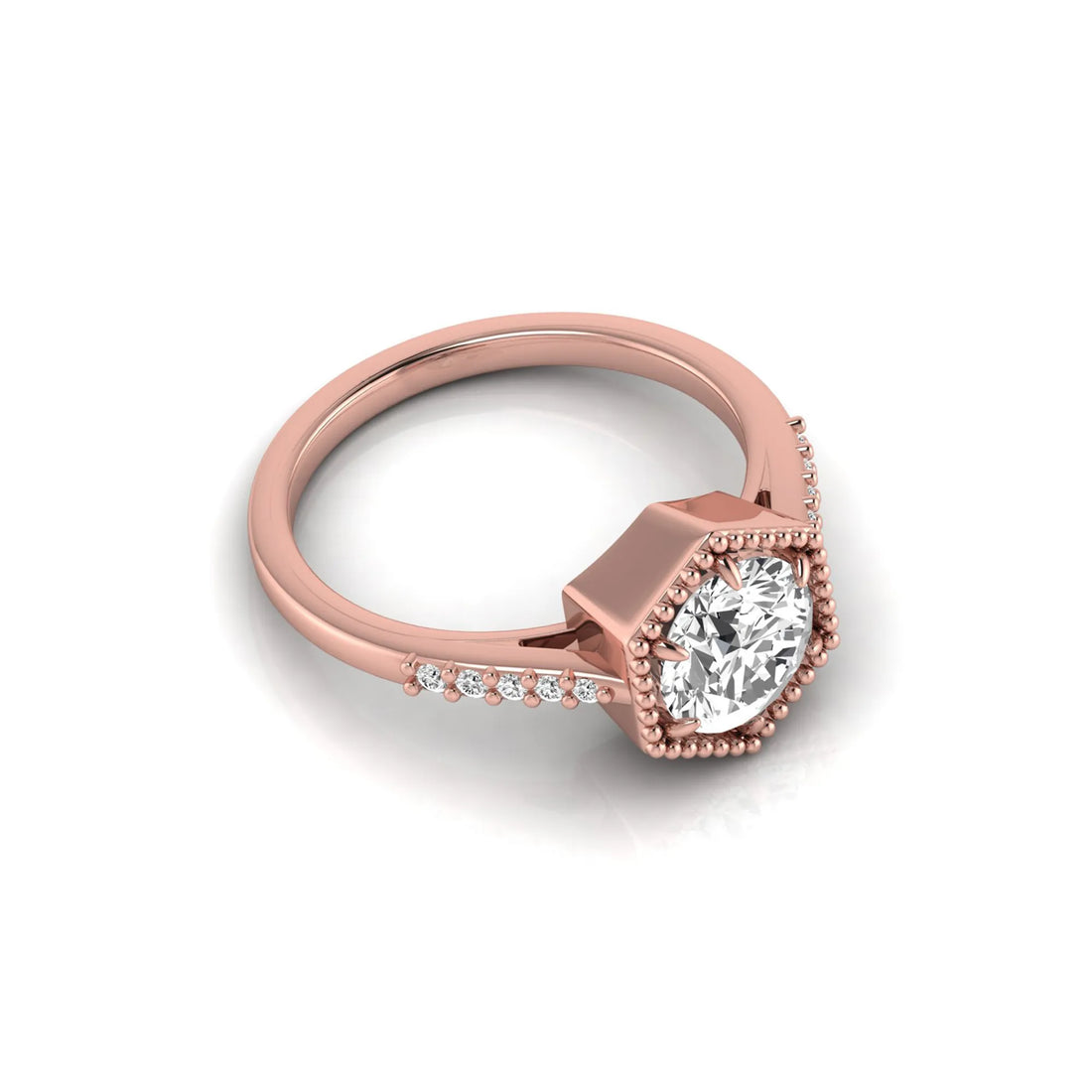 OctaPearl 1.5 ct Round Hexagon Halo Lab Grown Diamond Engagement Ring