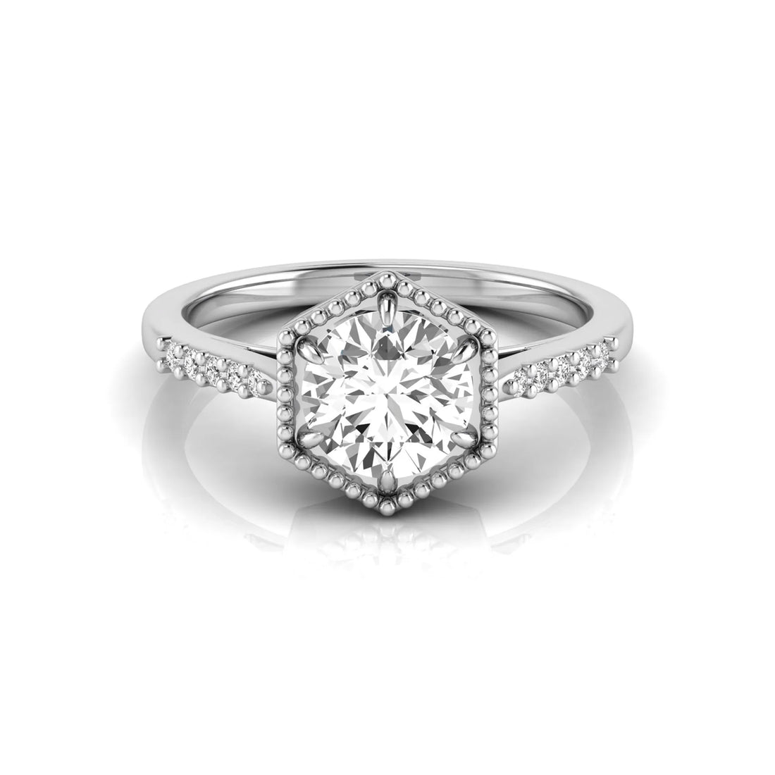 OctaPearl 1.5 ct Round Hexagon Halo Lab Grown Diamond Engagement Ring