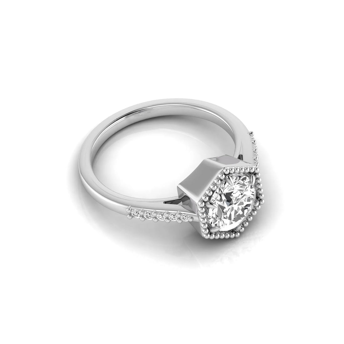 OctaPearl 1.5 ct Round Hexagon Halo Lab Grown Diamond Engagement Ring