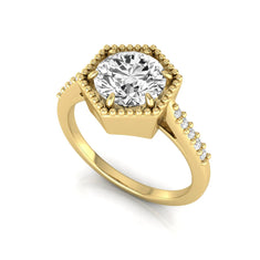OctaPearl 1.5 ct Round Hexagon Halo Lab Grown Diamond Engagement Ring - alternate view