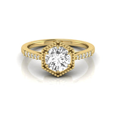 OctaPearl 1.5 ct Round Hexagon Halo Lab Grown Diamond Engagement Ring