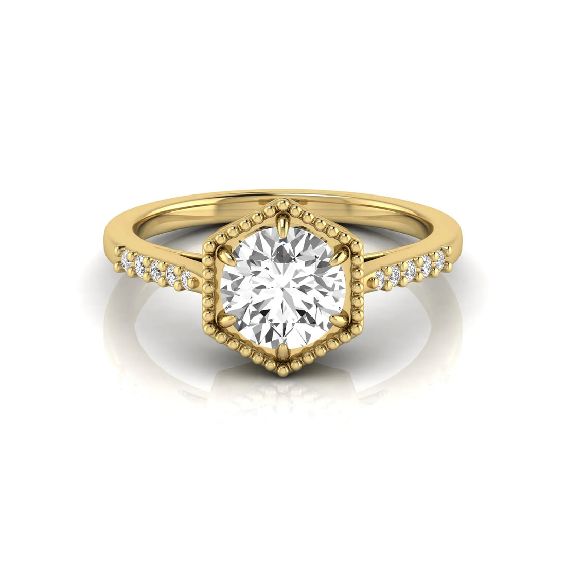 OctaPearl 1.5 ct Round Hexagon Halo Lab Grown Diamond Engagement Ring
