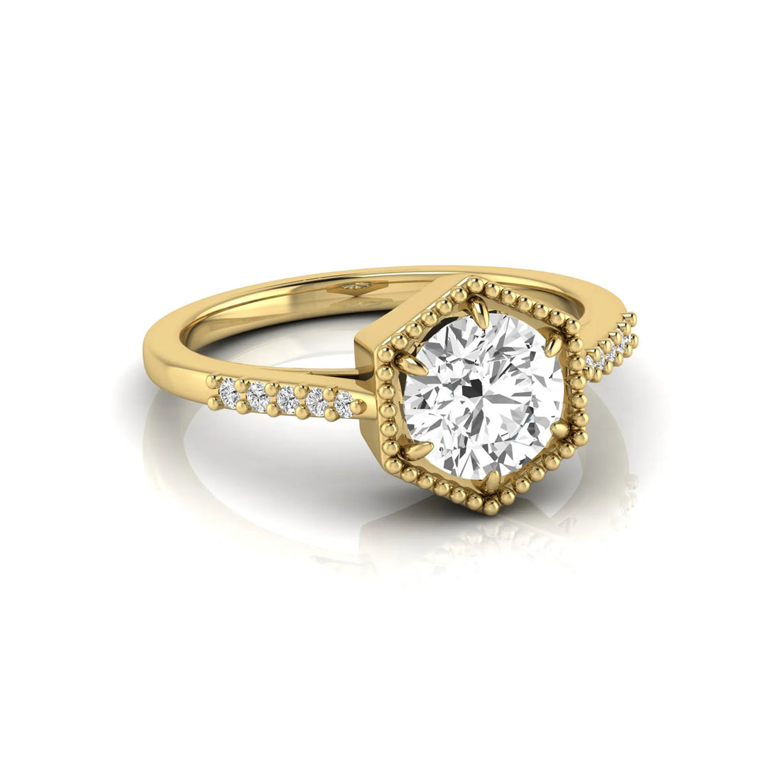 OctaPearl 1.5 ct Round Hexagon Halo Lab Grown Diamond Engagement Ring
