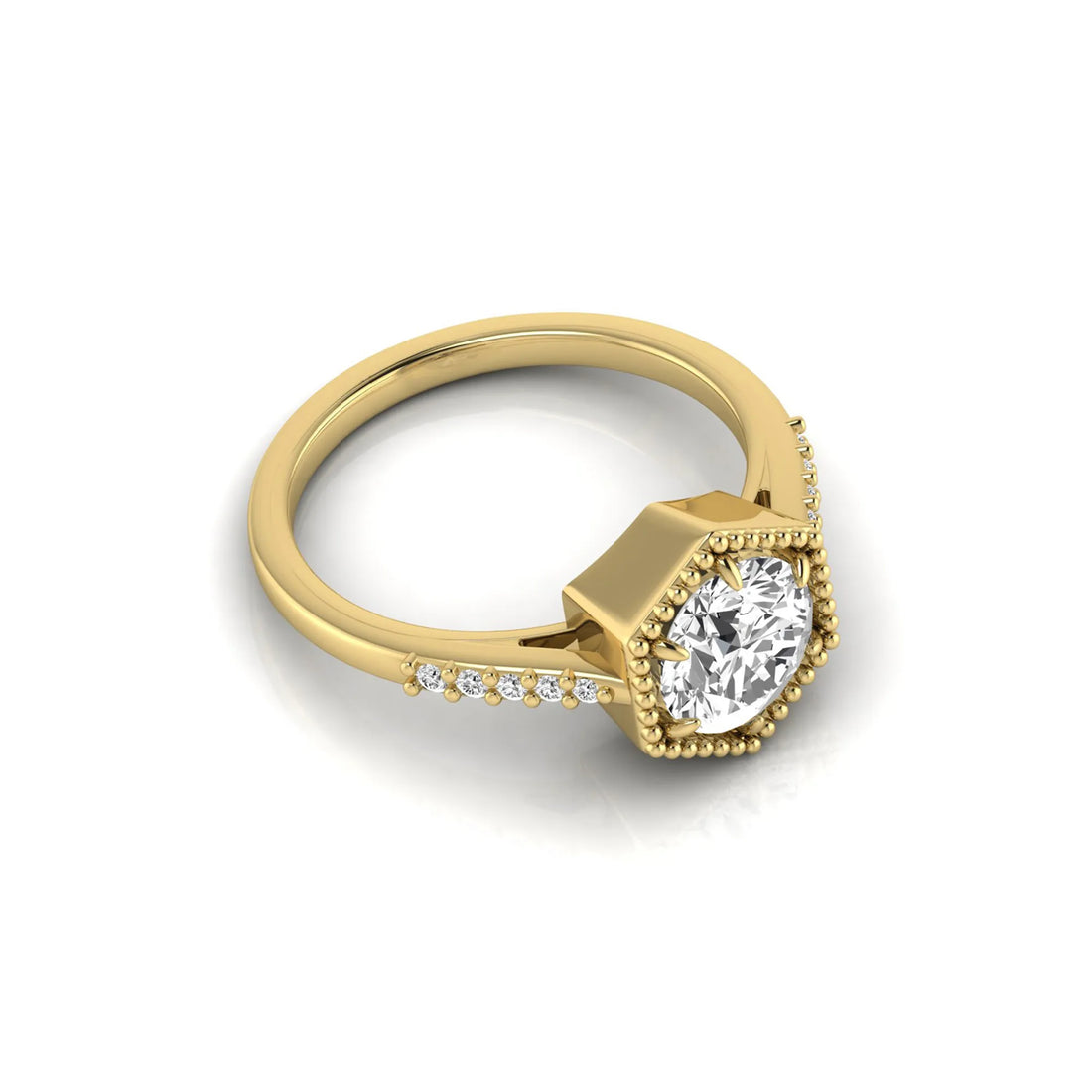 OctaPearl 1.5 ct Round Hexagon Halo Lab Grown Diamond Engagement Ring