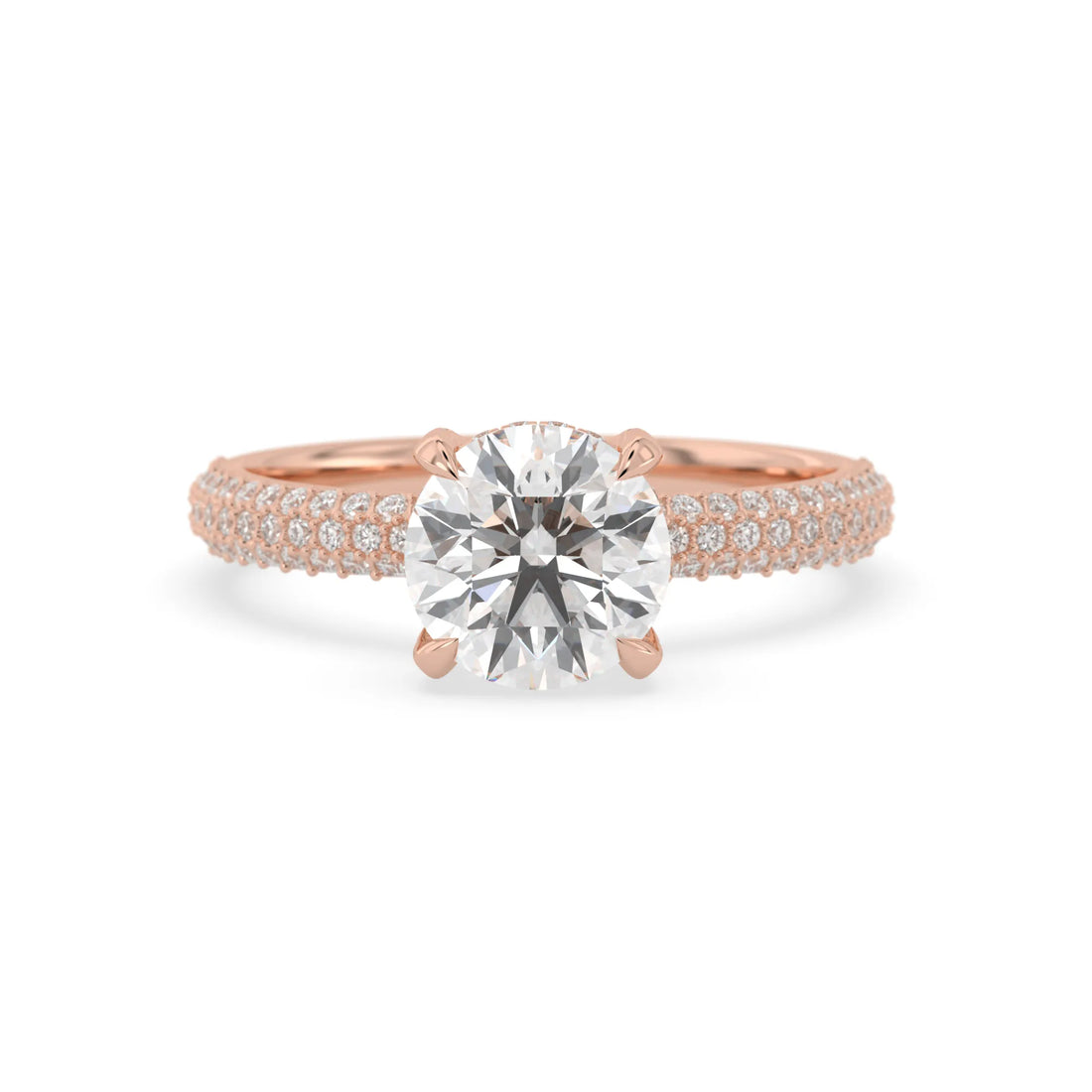 OctaPearl 2 ct Round Cut Hidden Halo Lab Grown Diamond Engagement Ring