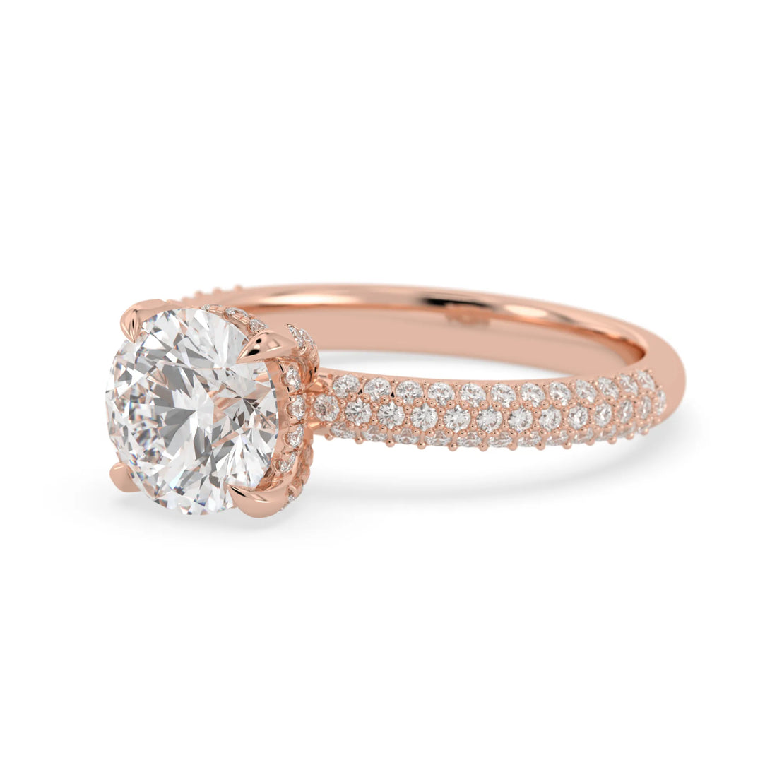 OctaPearl 2 ct Round Cut Hidden Halo Lab Grown Diamond Engagement Ring
