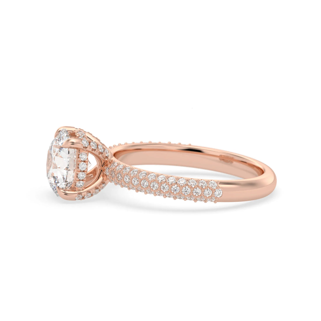 OctaPearl 2 ct Round Cut Hidden Halo Lab Grown Diamond Engagement Ring