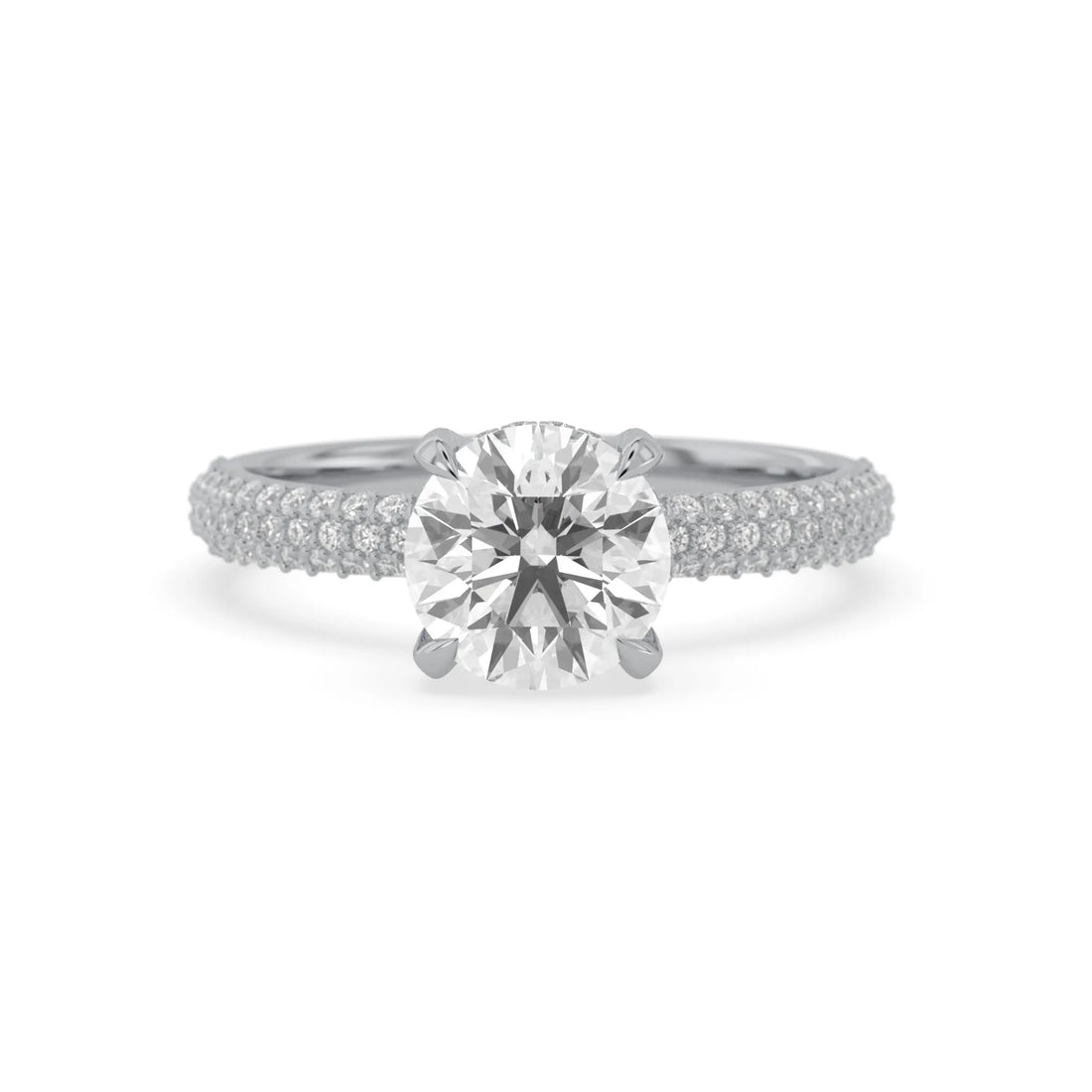 OctaPearl 2 ct Round Cut Hidden Halo Lab Grown Diamond Engagement Ring