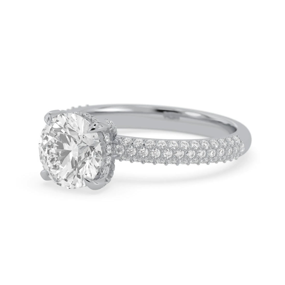 OctaPearl 2 ct Round Cut Hidden Halo Lab Grown Diamond Engagement Ring