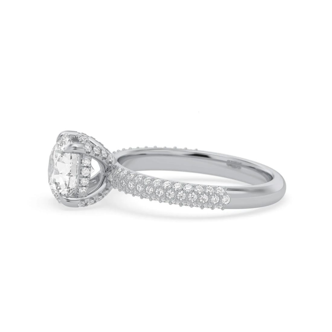 OctaPearl 2 ct Round Cut Hidden Halo Lab Grown Diamond Engagement Ring