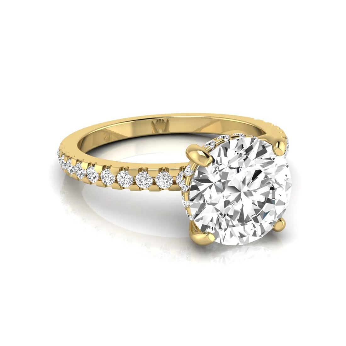 OctaPearl 1.5 ct Round Hidden Halo Lab Grown Diamond Engagement Ring with Accent Side Stones