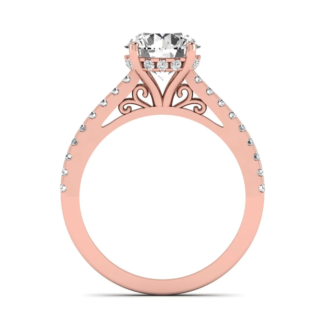 OctaPearl 2 ct Round Hidden Halo Lab Grown Diamond Engagement Ring