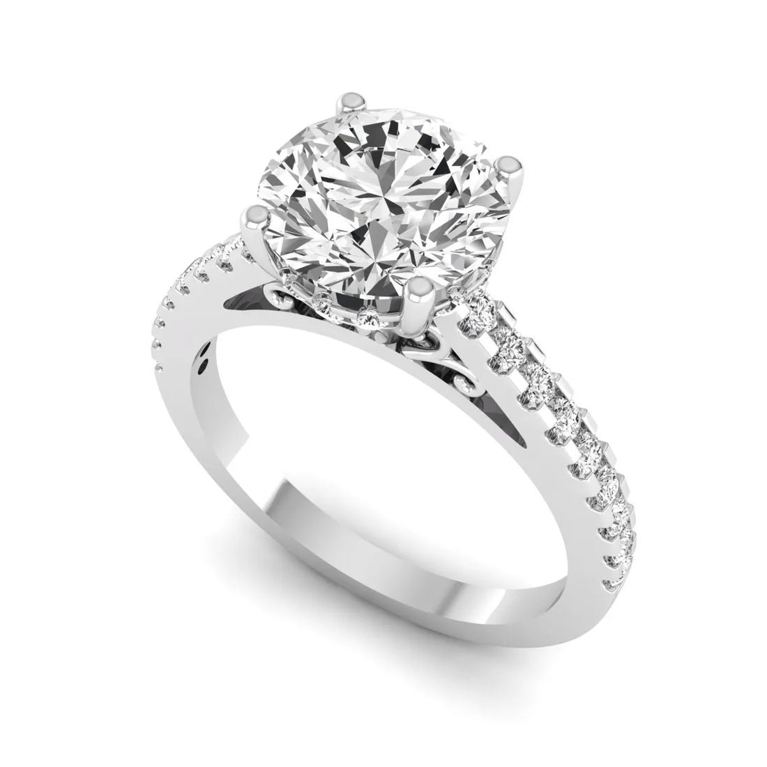 OctaPearl 2 ct Round Hidden Halo Lab Grown Diamond Engagement Ring