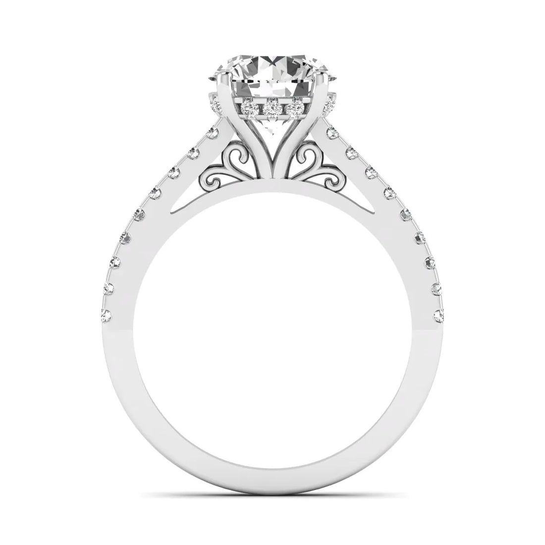 OctaPearl 2 ct Round Hidden Halo Lab Grown Diamond Engagement Ring