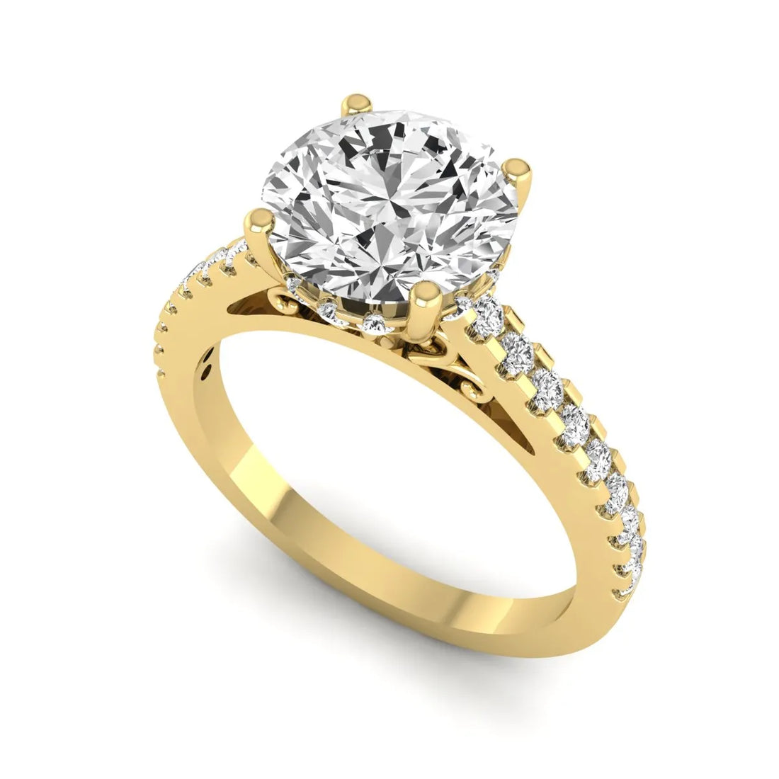 OctaPearl 2 ct Round Hidden Halo Lab Grown Diamond Engagement Ring