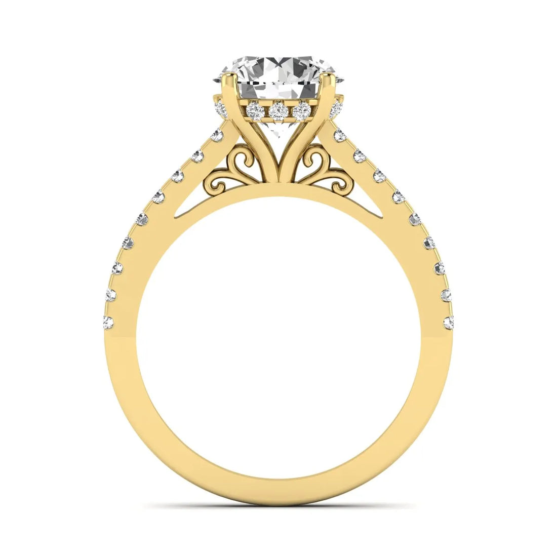 OctaPearl 2 ct Round Hidden Halo Lab Grown Diamond Engagement Ring