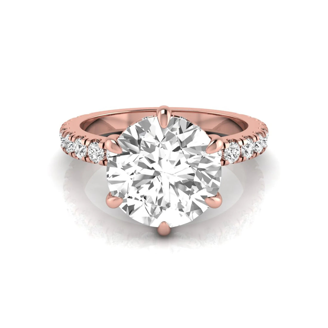 OctaPearl 3 ct Round Hidden Halo Lab Grown Diamond Pave Engagement Ring