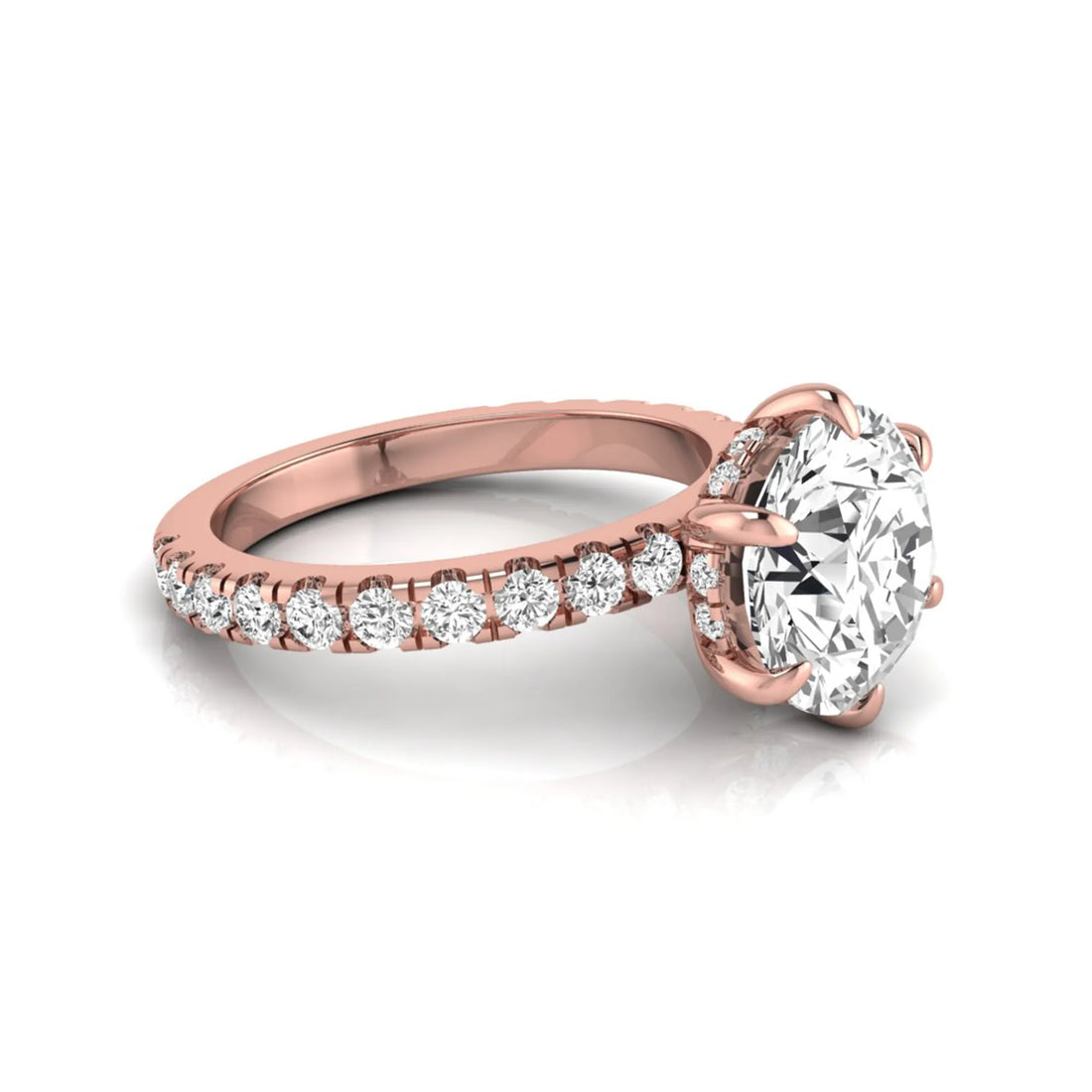 OctaPearl 3 ct Round Hidden Halo Lab Grown Diamond Pave Engagement Ring