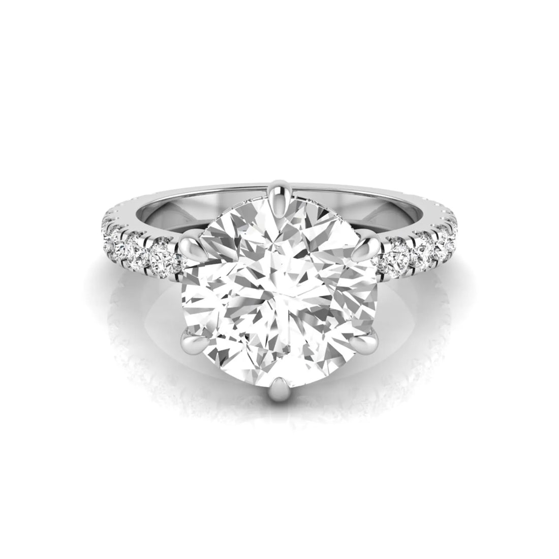 OctaPearl 3 ct Round Hidden Halo Lab Grown Diamond Pave Engagement Ring