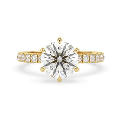 OctaPearl 3 ct Round Hidden Halo Lab Grown Diamond Pave Engagement Ring
