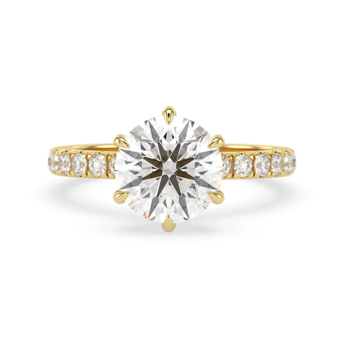 OctaPearl 3 ct Round Hidden Halo Lab Grown Diamond Pave Engagement Ring