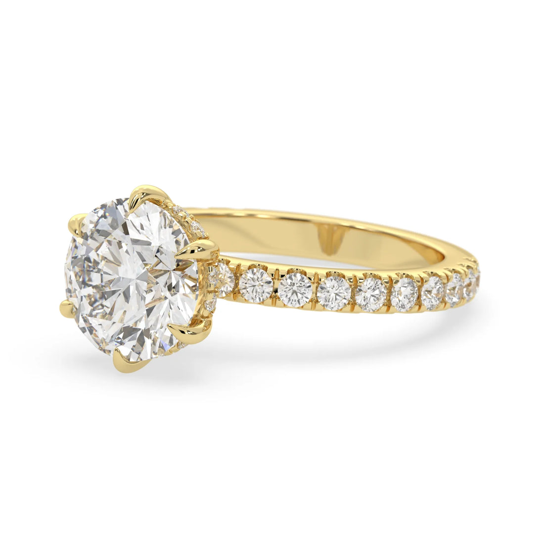 OctaPearl 3 ct Round Hidden Halo Lab Grown Diamond Pave Engagement Ring