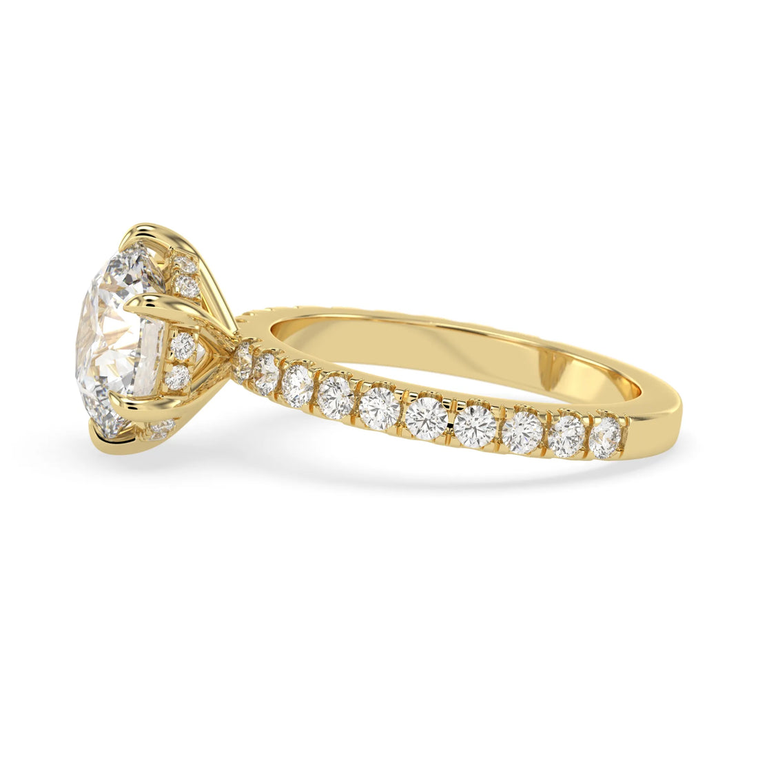 OctaPearl 3 ct Round Hidden Halo Lab Grown Diamond Pave Engagement Ring