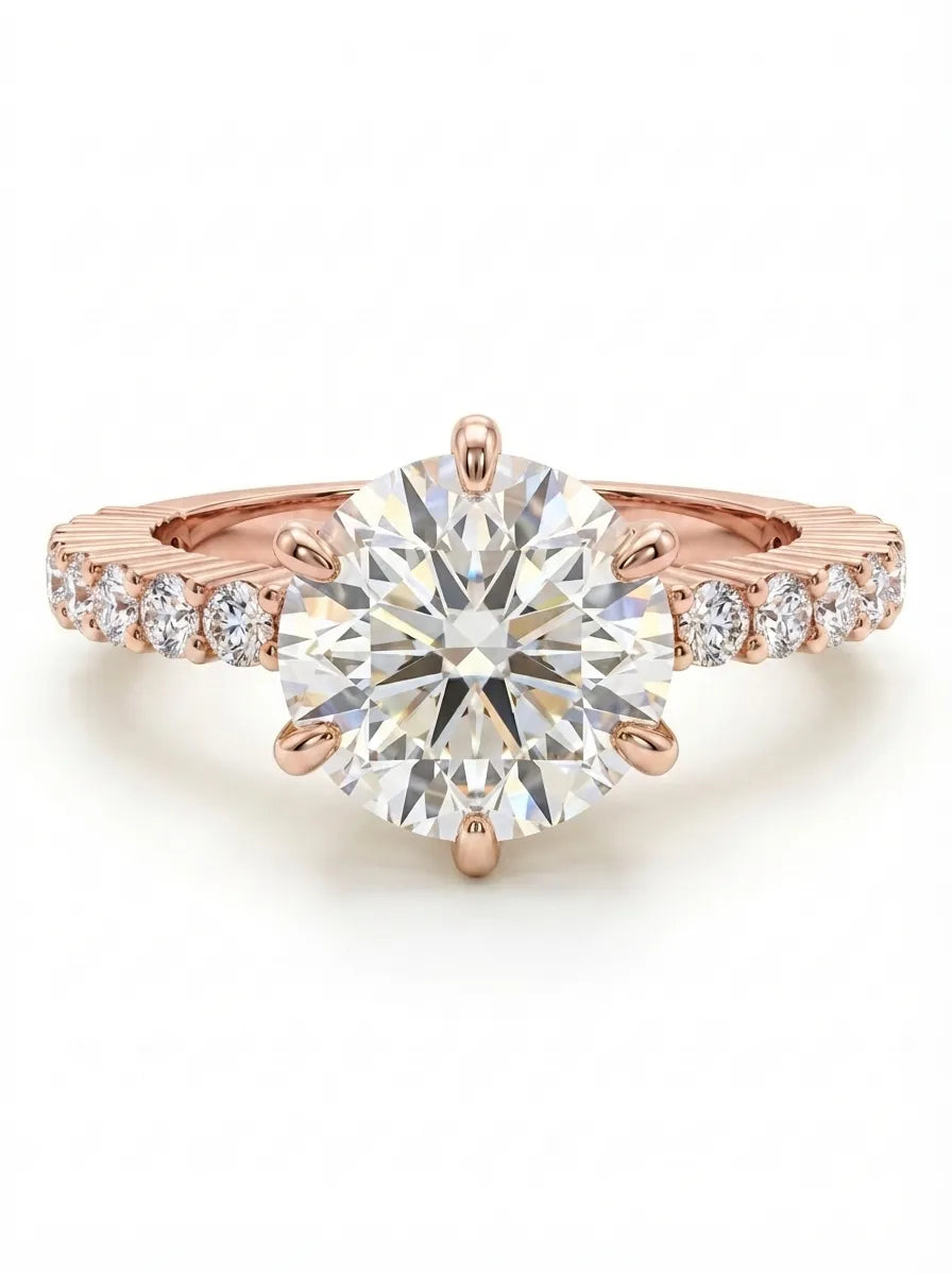OctaPearl 1.5 ct Round Hidden Halo Lab Grown Diamond Pave Engagement Ring