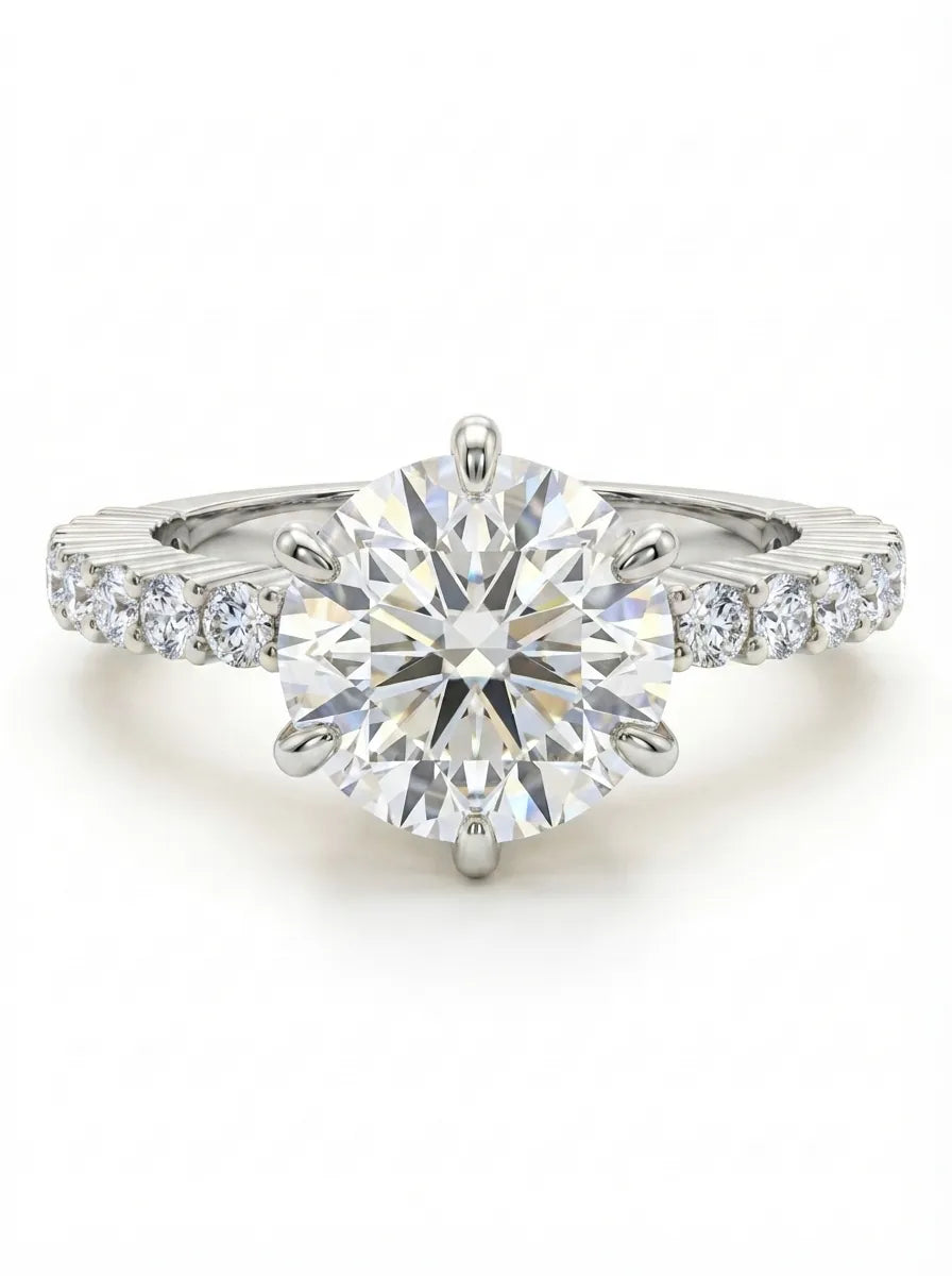 OctaPearl 1.5 ct Round Hidden Halo Lab Grown Diamond Pave Engagement Ring