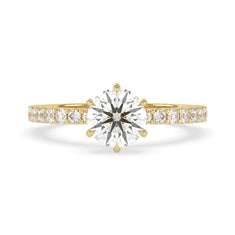OctaPearl 1.5 ct Round Hidden Halo Lab Grown Diamond Pave Engagement Ring