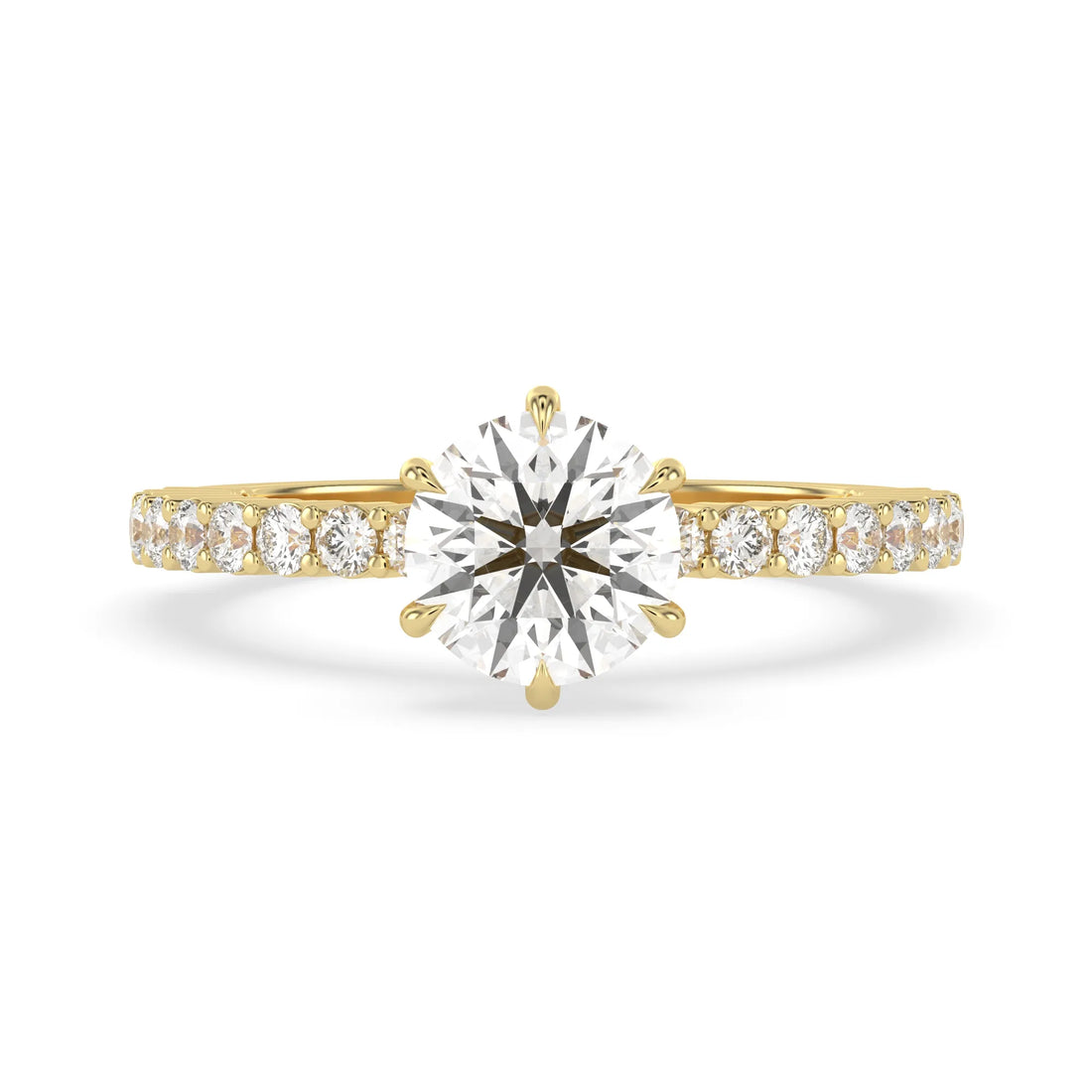 OctaPearl 1.5 ct Round Hidden Halo Lab Grown Diamond Pave Engagement Ring