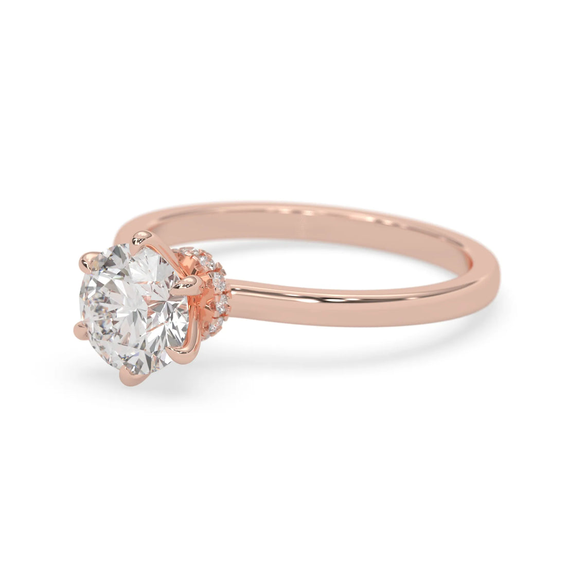 OctaPearl 1.5 ct Round Cut Lab Grown Diamond Hidden Halo Engagement Ring