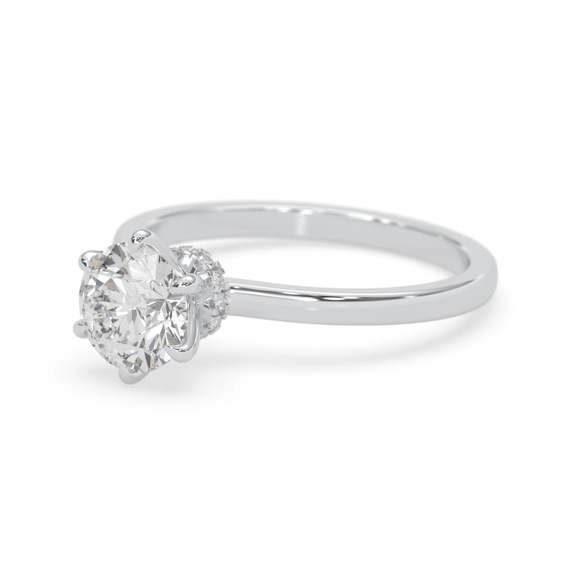 OctaPearl 1.5 ct Round Cut Lab Grown Diamond Hidden Halo Engagement Ring