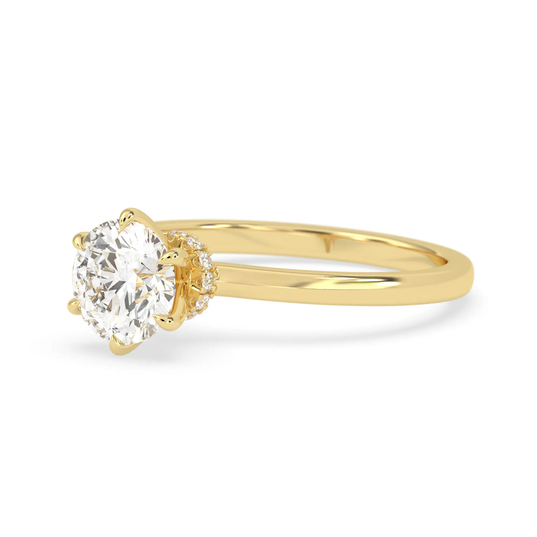 OctaPearl 1.5 ct Round Cut Lab Grown Diamond Hidden Halo Engagement Ring