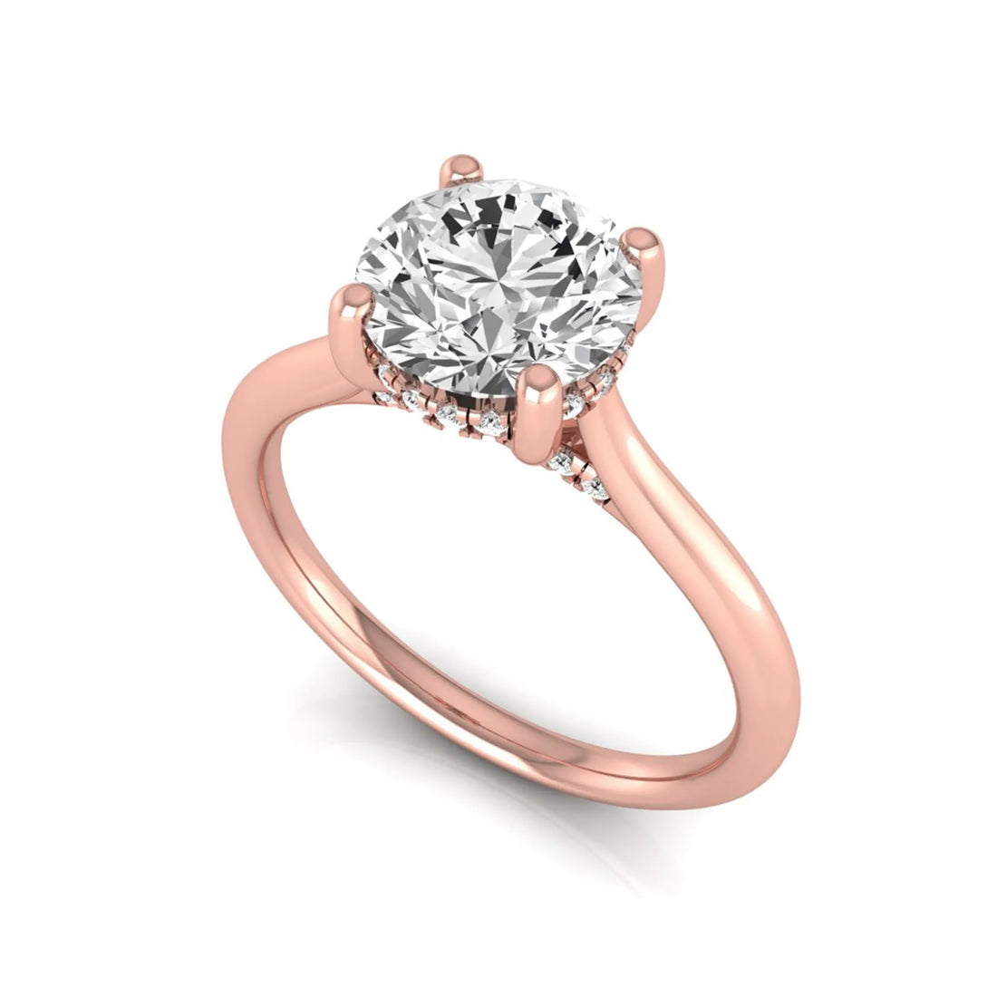 OctaPearl 2 ct Round Cut Lab Grown Diamond Hidden Halo Engagement Ring
