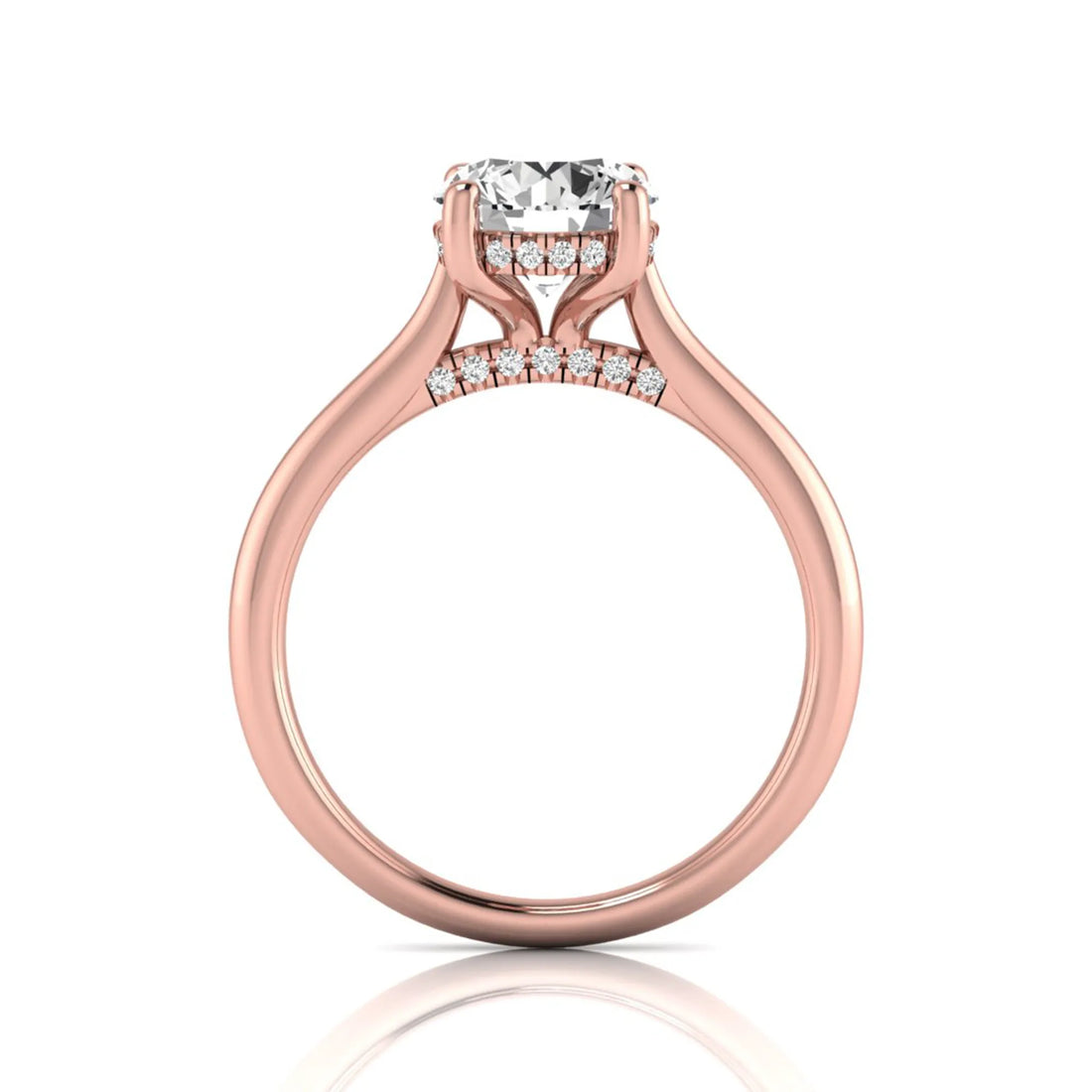 OctaPearl 2 ct Round Cut Lab Grown Diamond Hidden Halo Engagement Ring