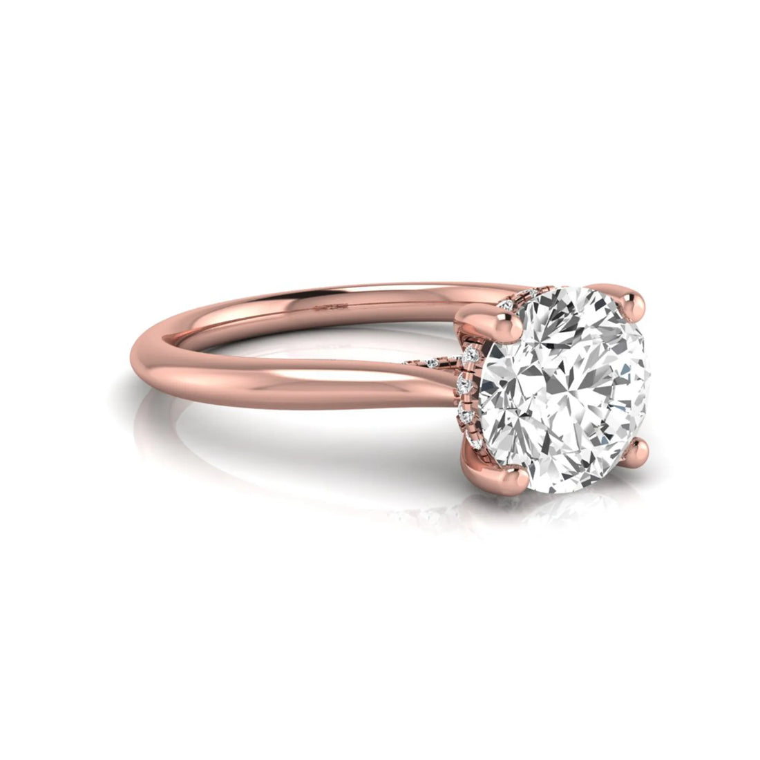 OctaPearl 2 ct Round Cut Lab Grown Diamond Hidden Halo Engagement Ring
