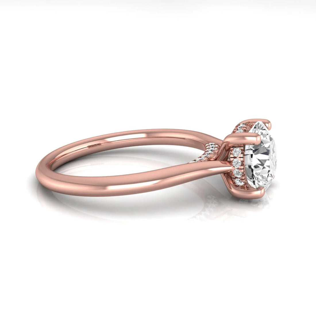 OctaPearl 2 ct Round Cut Lab Grown Diamond Hidden Halo Engagement Ring
