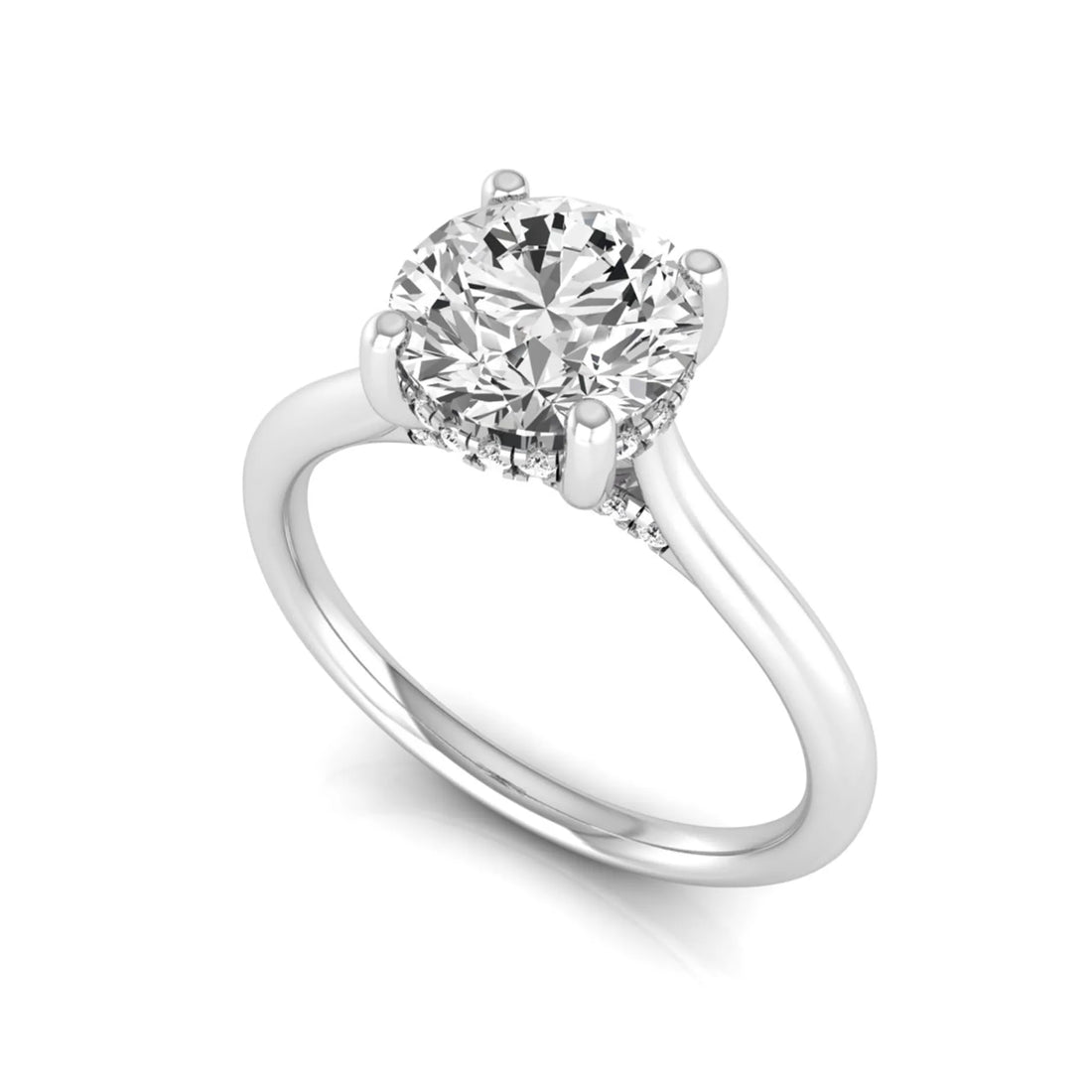 OctaPearl 2 ct Round Cut Lab Grown Diamond Hidden Halo Engagement Ring