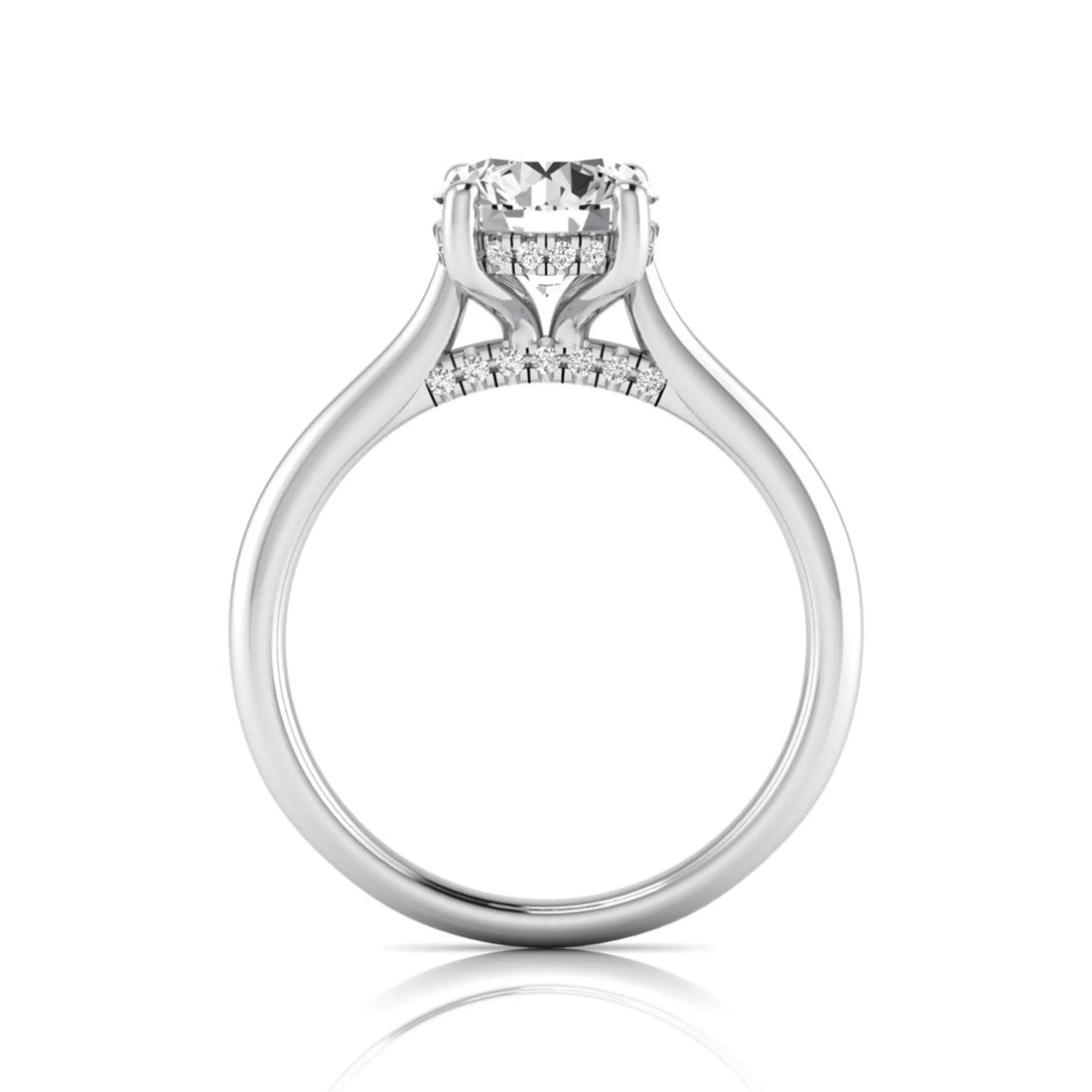 OctaPearl 2 ct Round Cut Lab Grown Diamond Hidden Halo Engagement Ring
