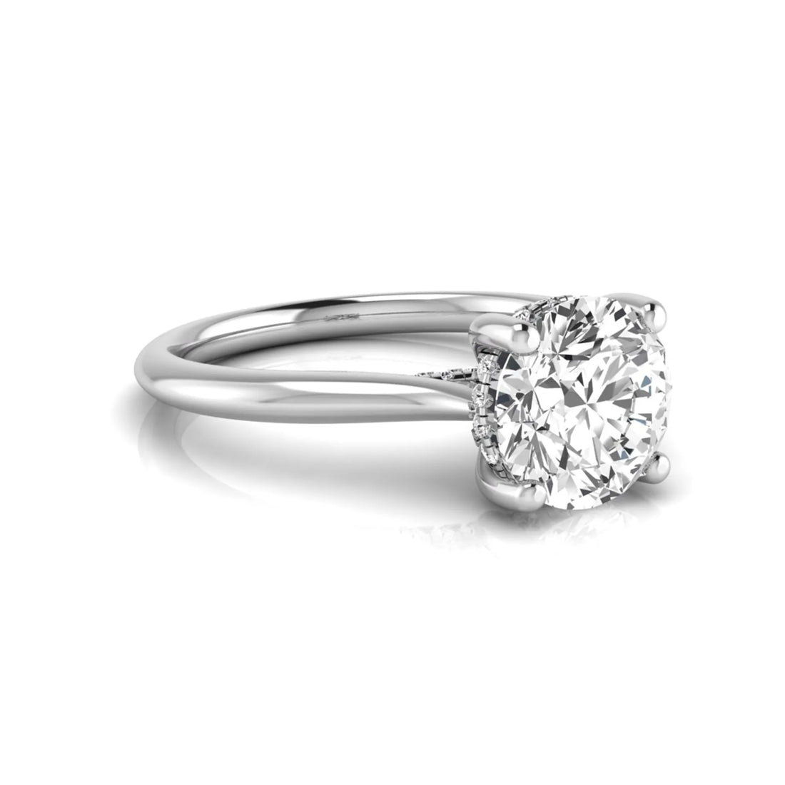 OctaPearl 2 ct Round Cut Lab Grown Diamond Hidden Halo Engagement Ring