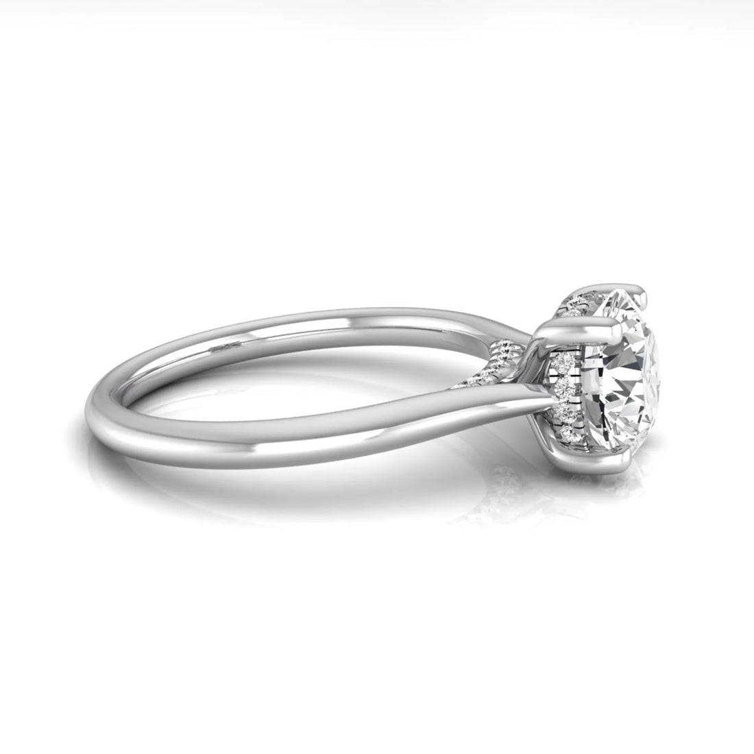 OctaPearl 2 ct Round Cut Lab Grown Diamond Hidden Halo Engagement Ring