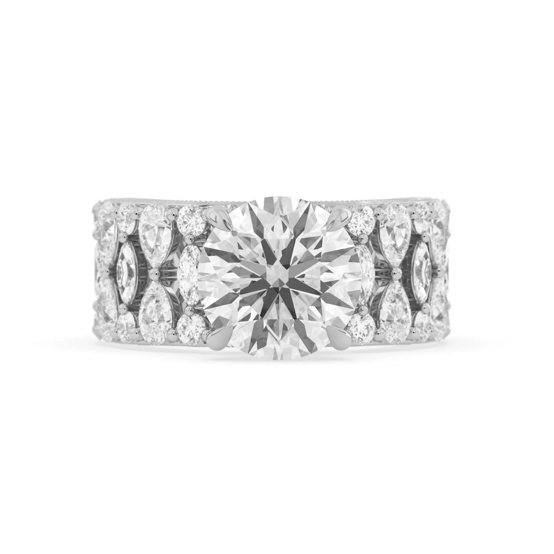 OctaPearl 5.00 ct Round Hidden Halo Lab Grown Diamond Vintage Pave Engagement Ring