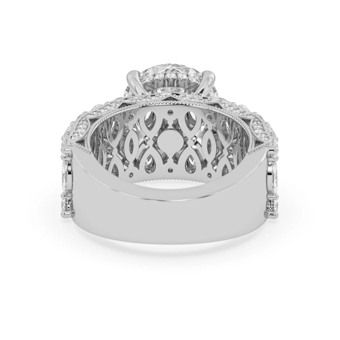 OctaPearl 5.00 ct Round Hidden Halo Lab Grown Diamond Vintage Pave Engagement Ring