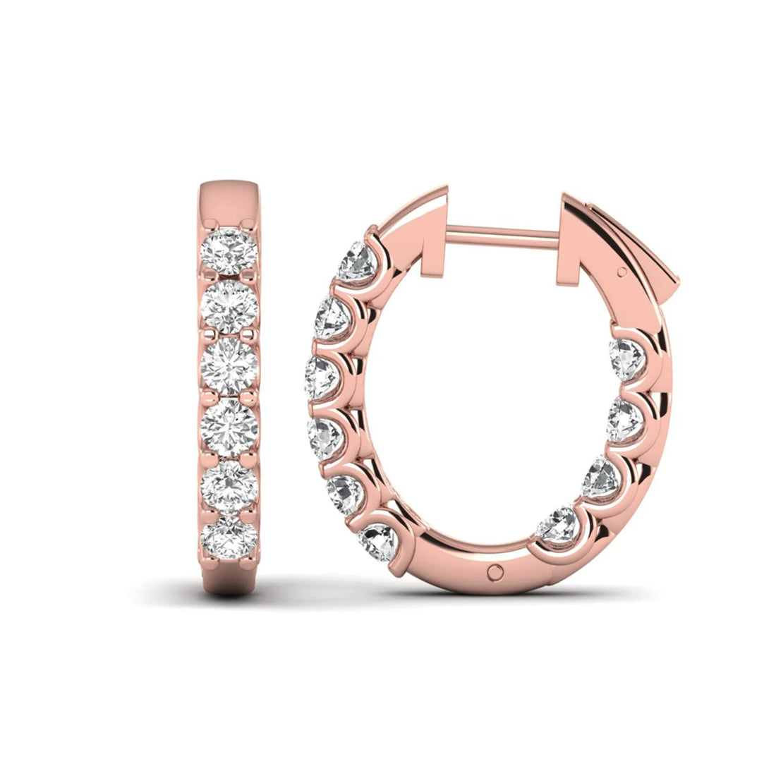 OctaPearl Round Inside-Out Lab Grown Diamond Hoop Earrings