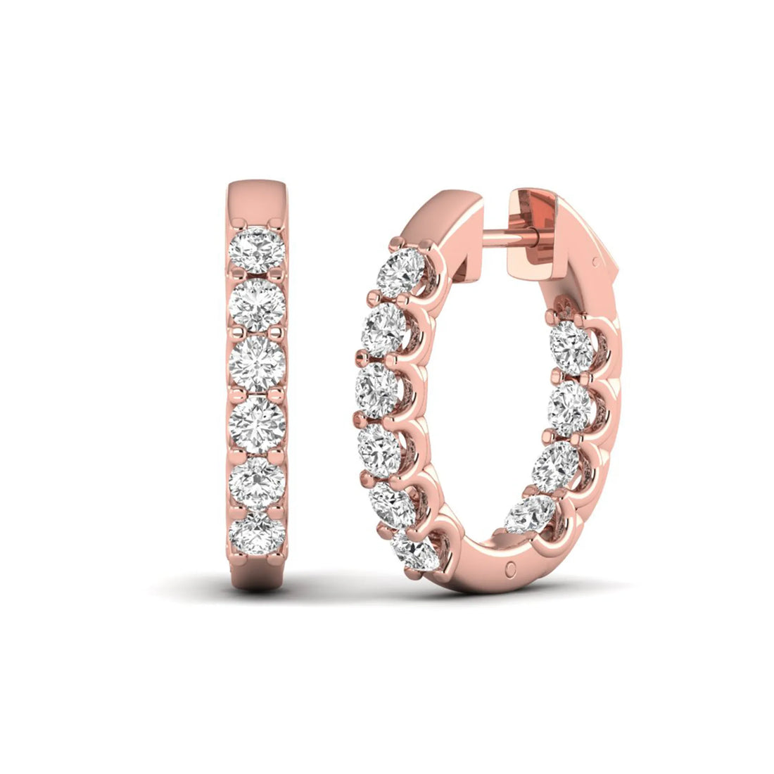 OctaPearl Round Inside-Out Lab Grown Diamond Hoop Earrings