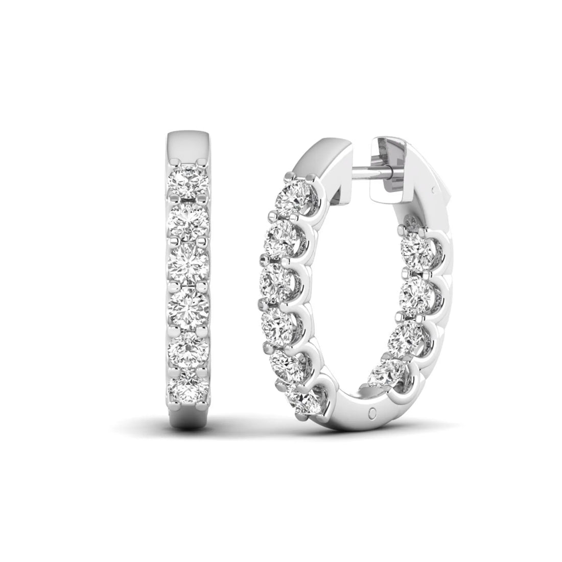 OctaPearl Round Inside-Out Lab Grown Diamond Hoop Earrings