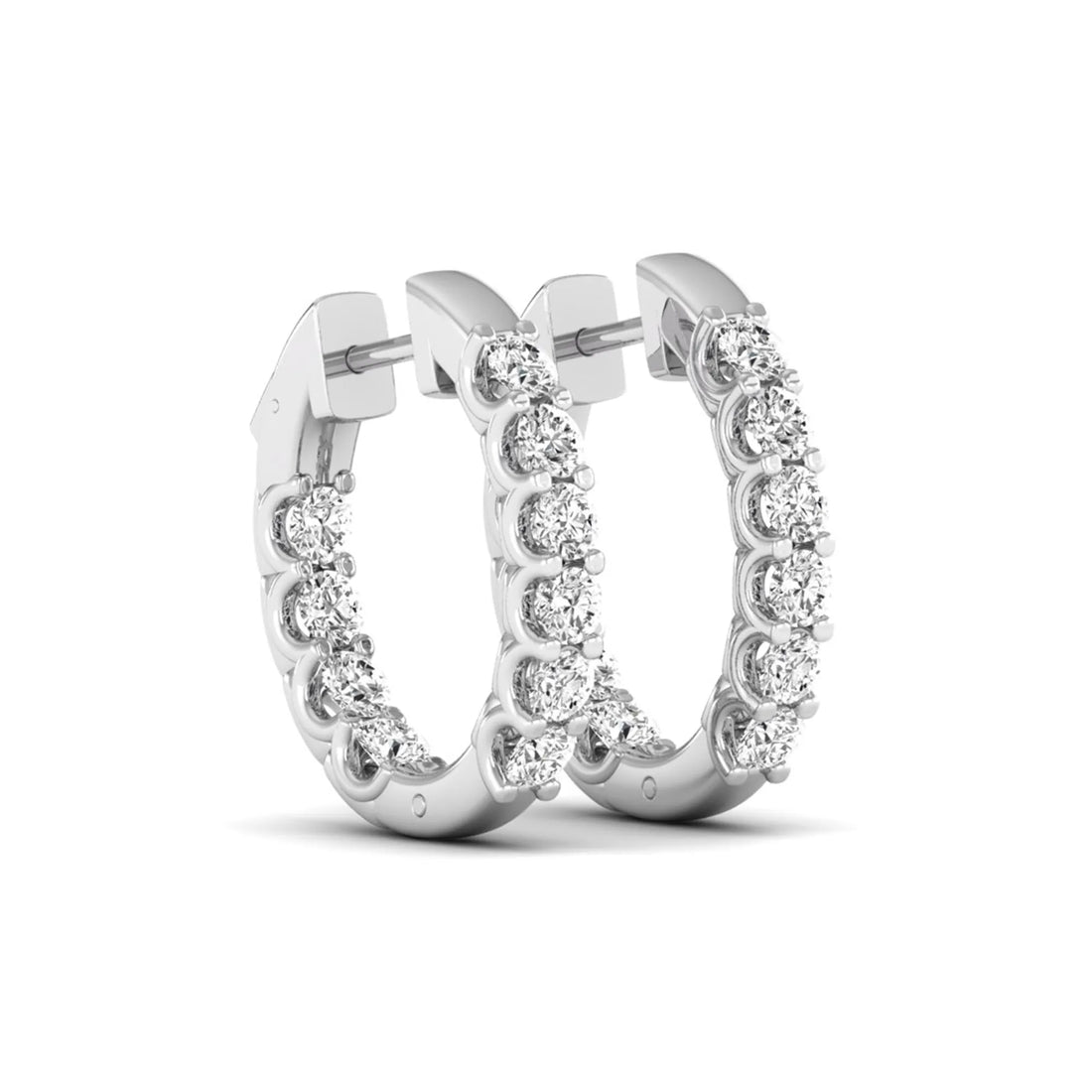 OctaPearl Round Inside-Out Lab Grown Diamond Hoop Earrings