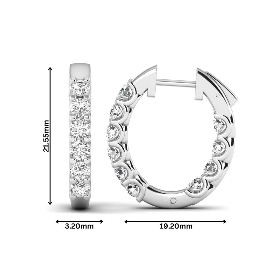 OctaPearl Round Inside-Out Lab Grown Diamond Hoop Earrings
